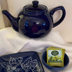 Four Piece Cobalt Blue Tea Group